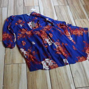 NWT Size L Eva Mendes Full Length Blue Dress